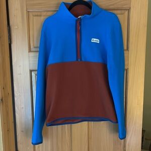 Cotopaxi Blue & Burnt Orange Polar Fleece Half Zip - Size Large